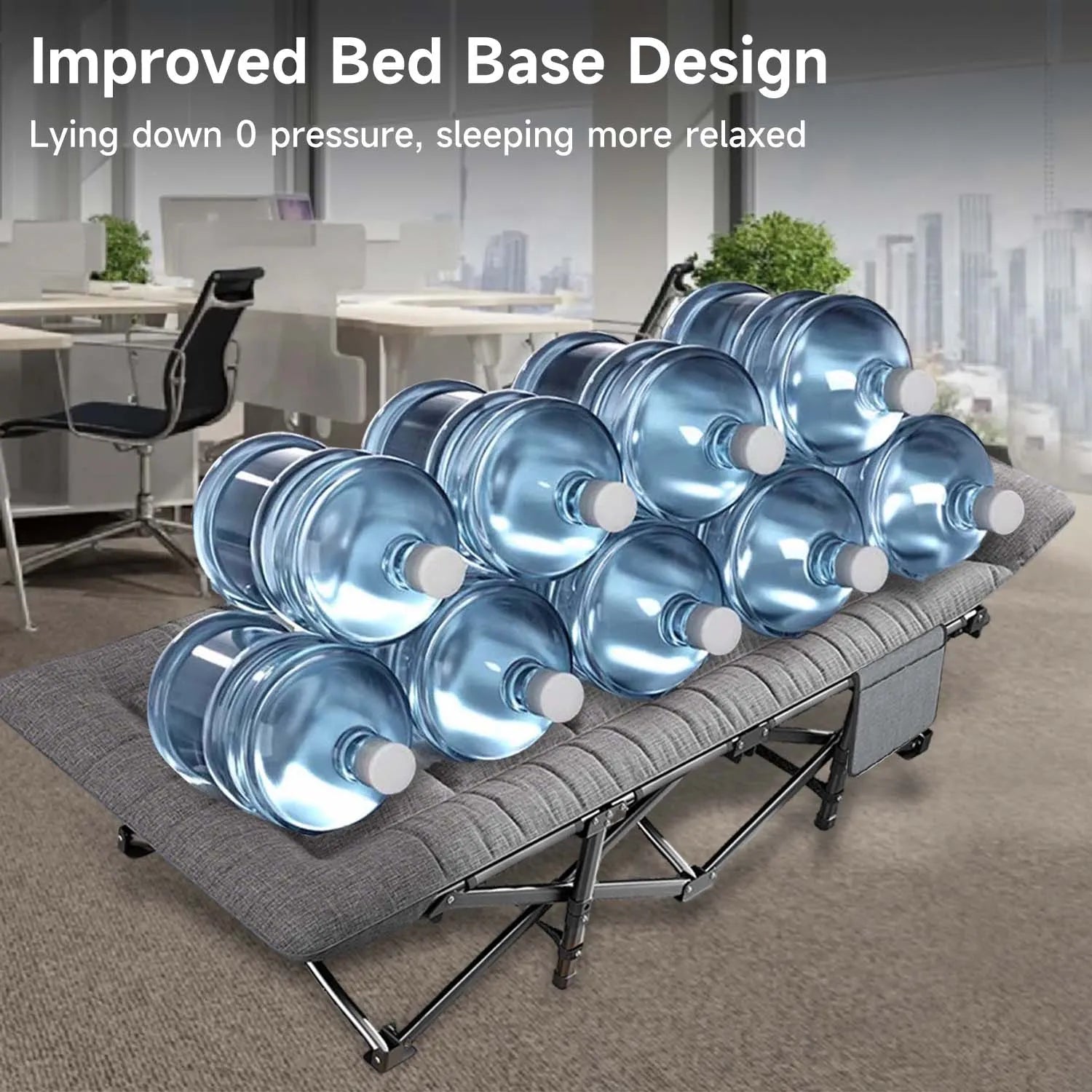 Portable Folding Camping Bed Integrated Cushion & Cotton Pillow