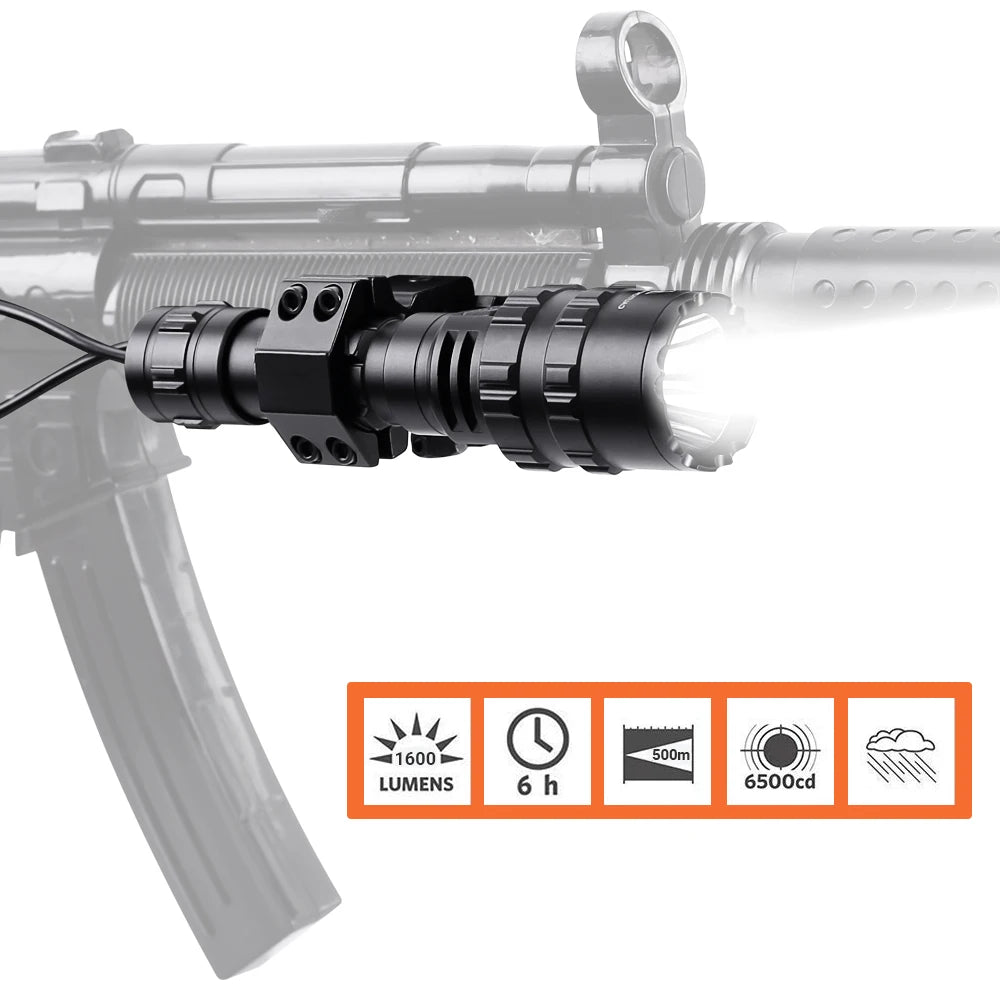 Tactical Flashlight 1600 Lumens USB Rechargeable Torch Waterproof Hunting