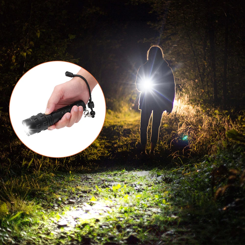 Tactical Flashlight 1600 Lumens USB Rechargeable Torch Waterproof Hunting