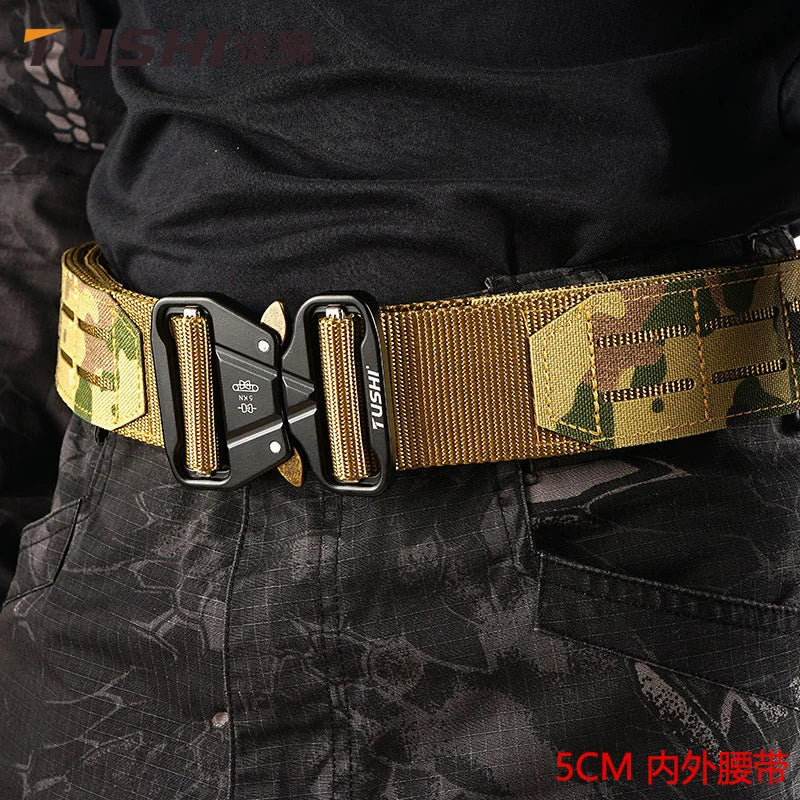 Tactical Belt 2 Inch Quick Release Ronin Camo Belt Metal Outdoor Waist Belt
