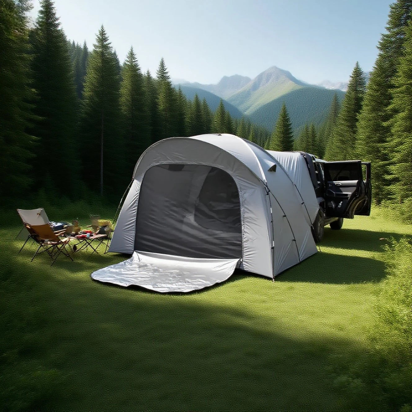 3-4 Person SUV Camping Tent PU4000 Waterproof with Mesh Bug Door