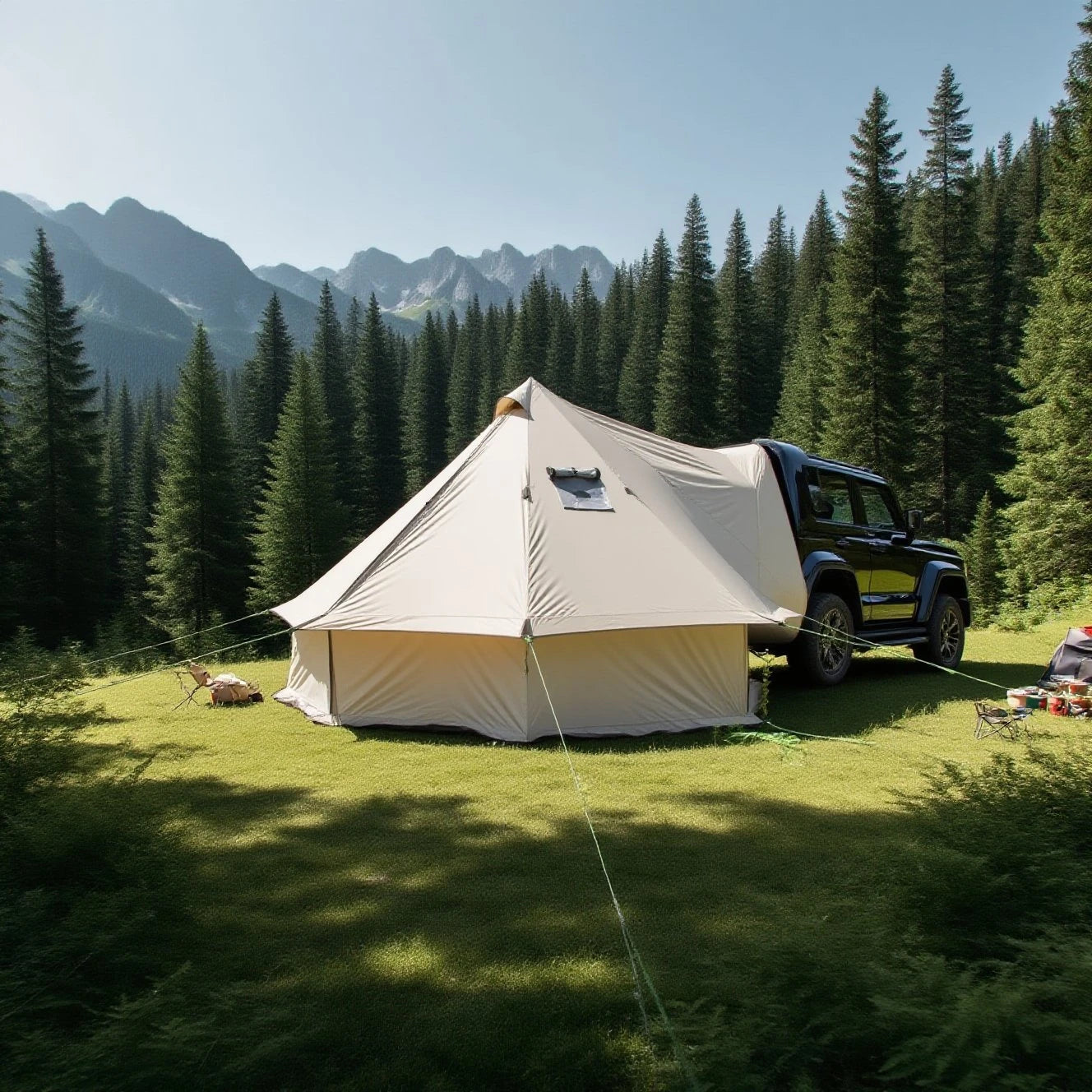 Camping Tent with Chimney & Stove Vent - 6-8 Person PU4000 Waterproof, Quic
