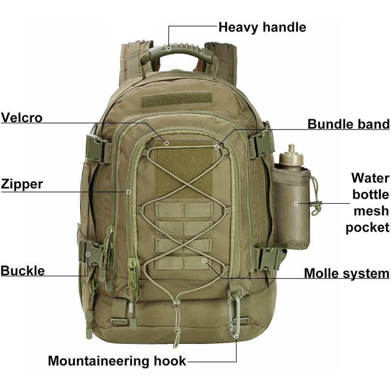 Outdoor Tactical Backpack Men's Outdoor Hiking Bag Capacity Military Army Bags