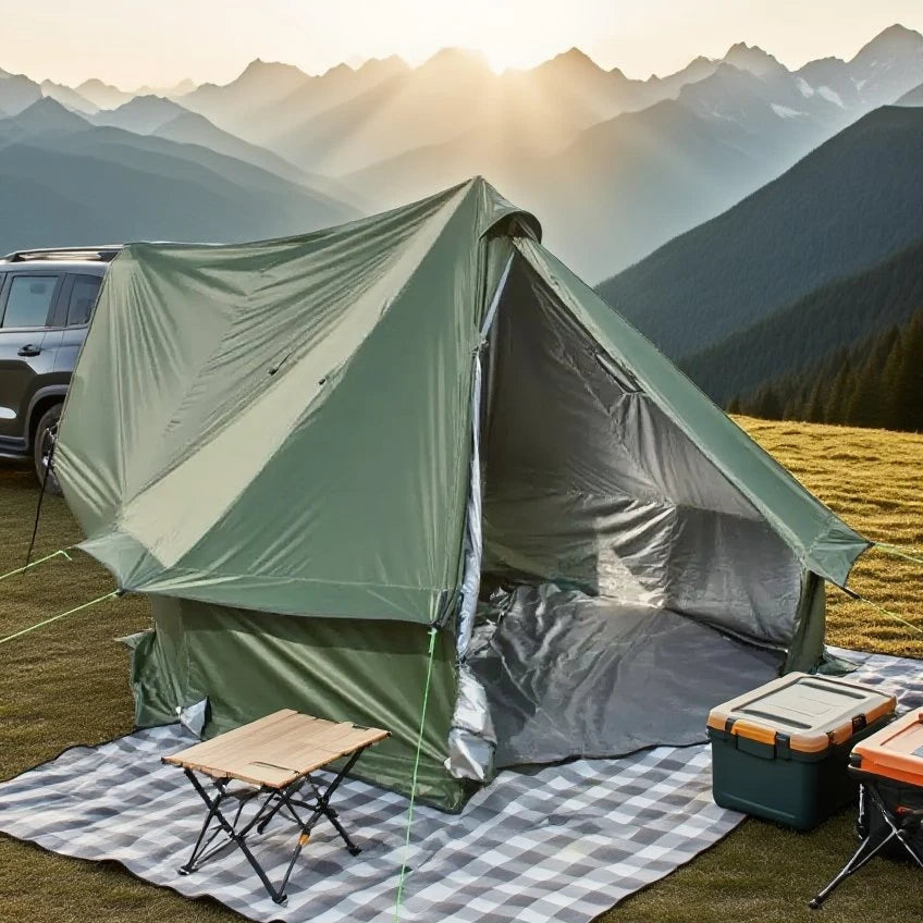 Camping Tent with Chimney & Stove Vent - 6-8 Person PU4000 Waterproof, Quic