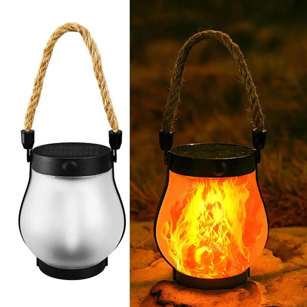 USB Rechargeable Camping Light Solar Flame Lights Waterproof  Outdoor Lights