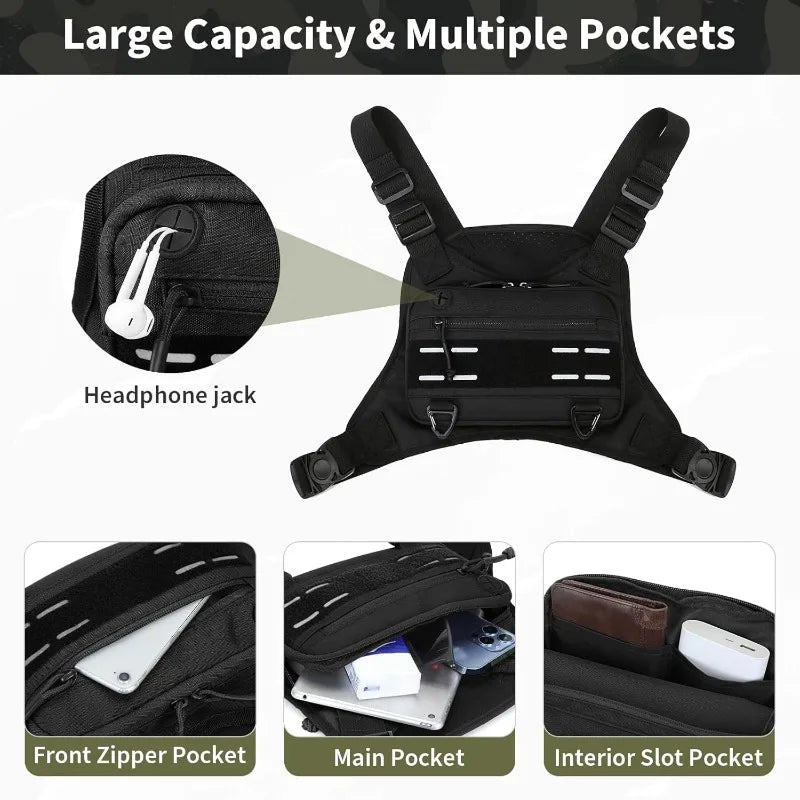Sports Chest Bag Lightweight Waterproof Tactical Molle Hiking Camping Vest Bag