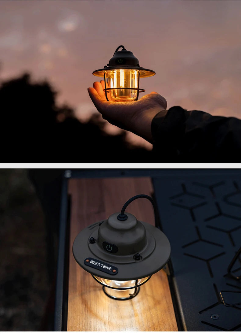 Portable Camping Lanterns Retro Hanging Tent Lamp Waterproof Dimmable Camping