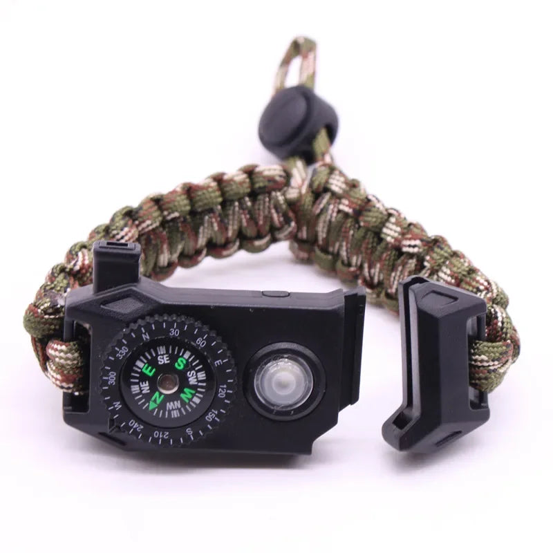 Fashion Men Outdoor LED Light Survival Umbrella Rope SOS Bracelet Emergency