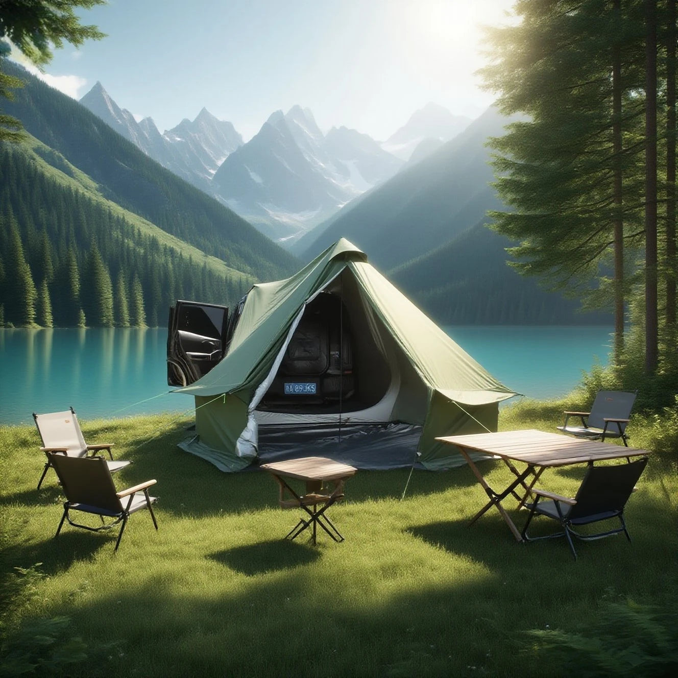 Camping Tent with Chimney & Stove Vent - 6-8 Person PU4000 Waterproof, Quic