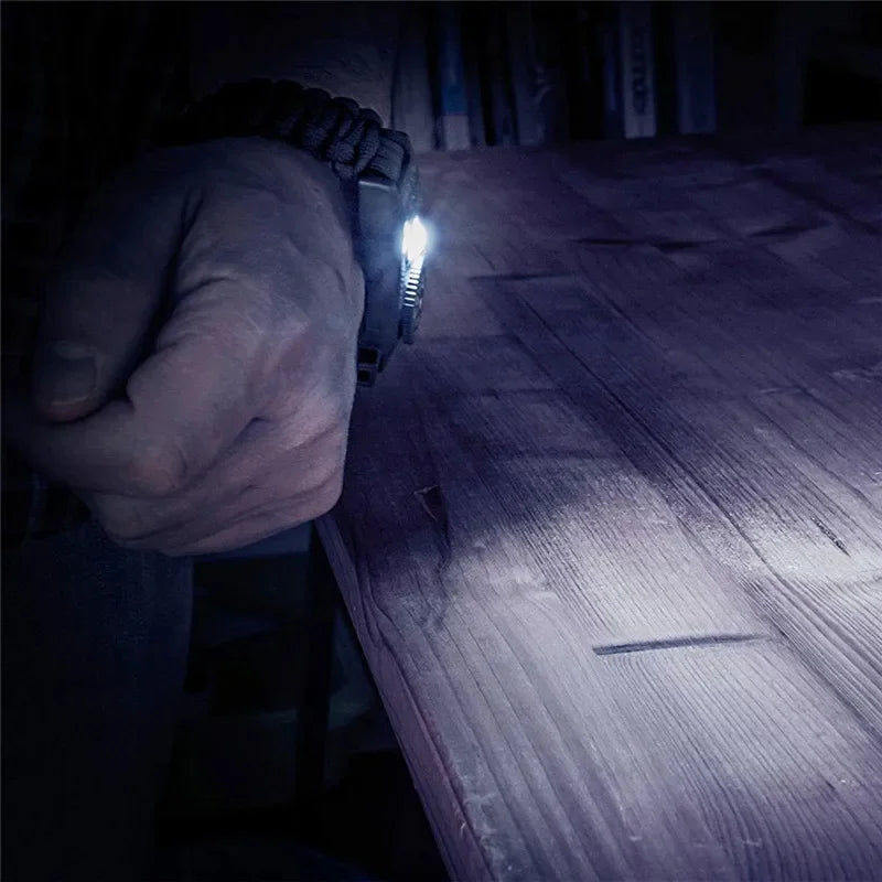 Fashion Men Outdoor LED Light Survival Umbrella Rope SOS Bracelet Emergency