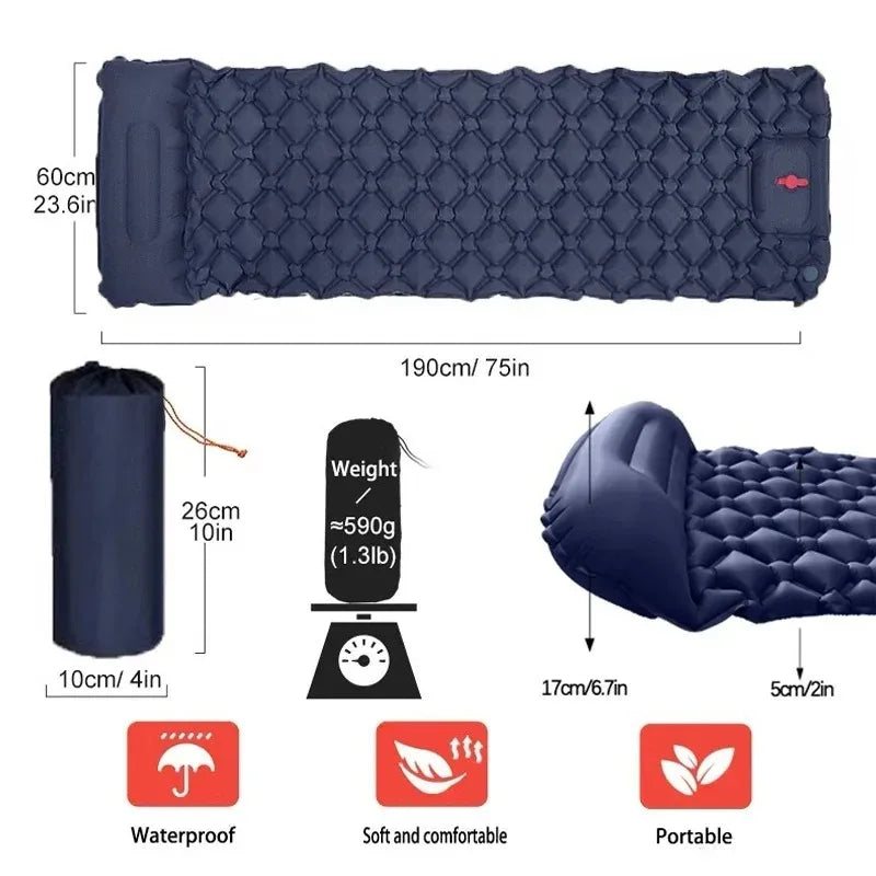 Outdoor Inflatable Camping Mats Air Cushion with Pillow Outdoor Tourist