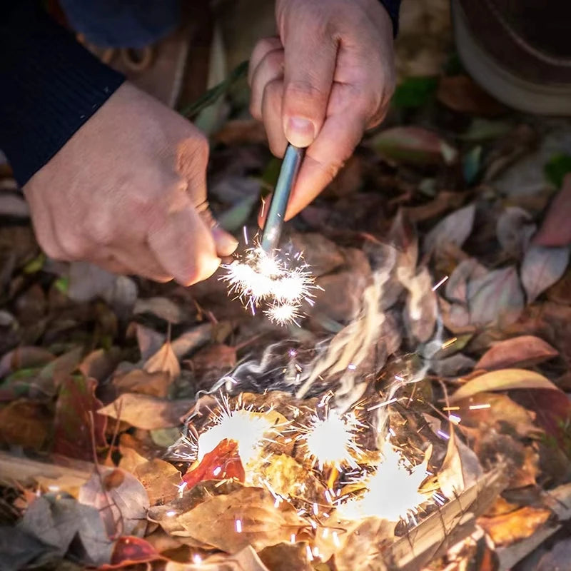 Outdoor Flint Magnesium Rod with White Steel Scraper Whistle Camping Tool