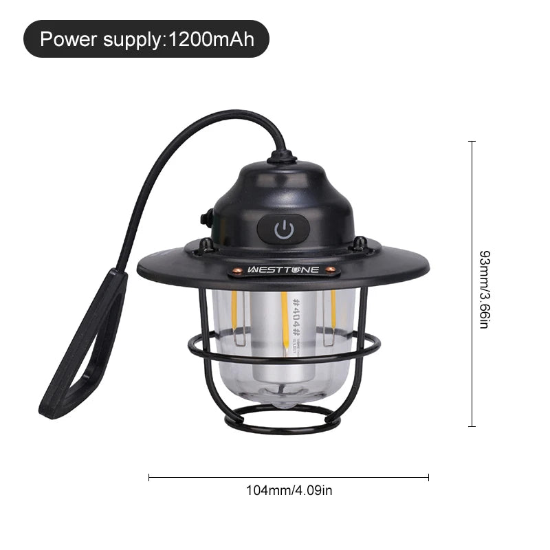 Portable Camping Lanterns Retro Hanging Tent Lamp Waterproof Dimmable Camping