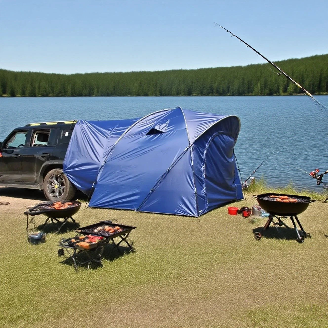 3-4 Person SUV Camping Tent PU4000 Waterproof with Mesh Bug Door