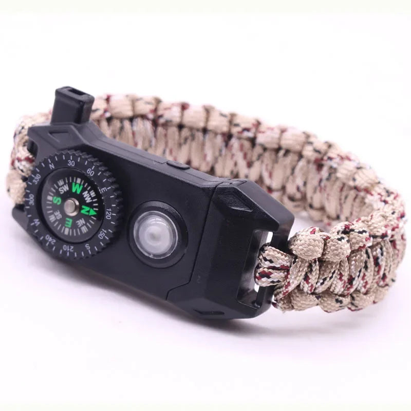 Fashion Men Outdoor LED Light Survival Umbrella Rope SOS Bracelet Emergency