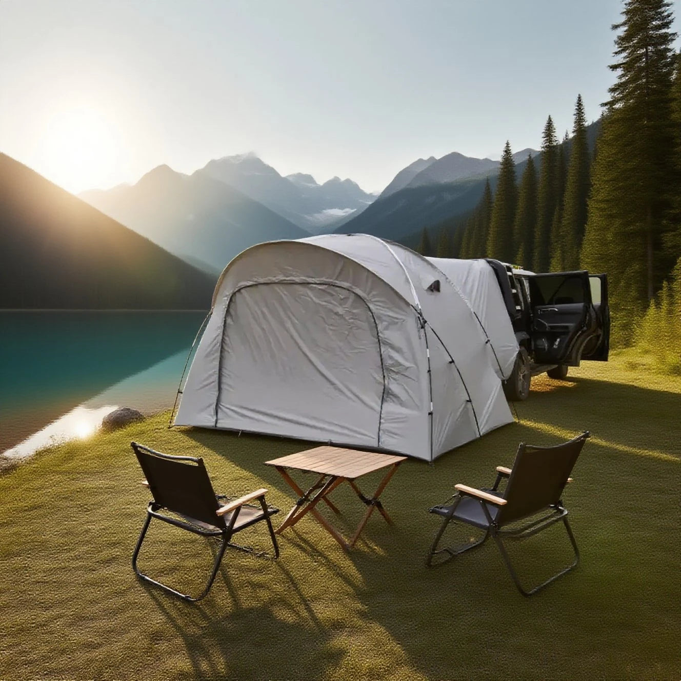 3-4 Person SUV Camping Tent PU4000 Waterproof with Mesh Bug Door
