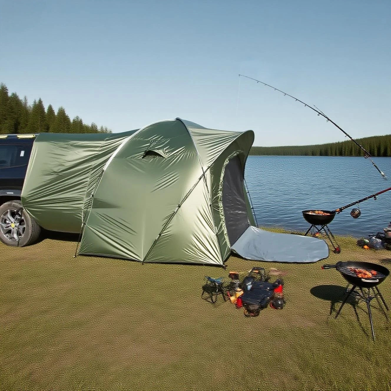 3-4 Person SUV Camping Tent PU4000 Waterproof with Mesh Bug Door
