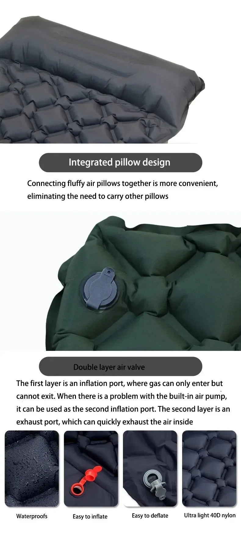 Outdoor Inflatable Camping Mats Air Cushion with Pillow Outdoor Tourist
