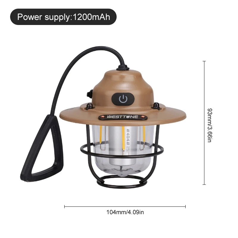 Portable Camping Lanterns Retro Hanging Tent Lamp Waterproof Dimmable Camping