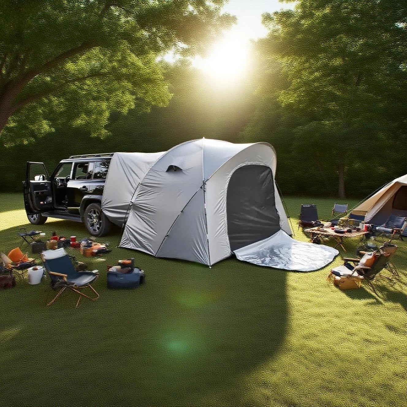 3-4 Person SUV Camping Tent PU4000 Waterproof with Mesh Bug Door