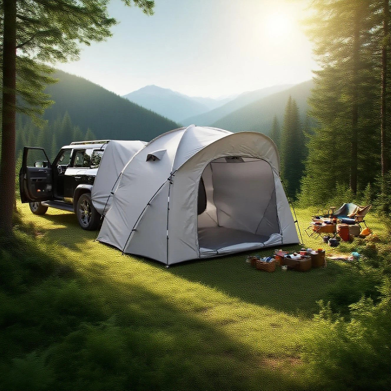 3-4 Person SUV Camping Tent PU4000 Waterproof with Mesh Bug Door