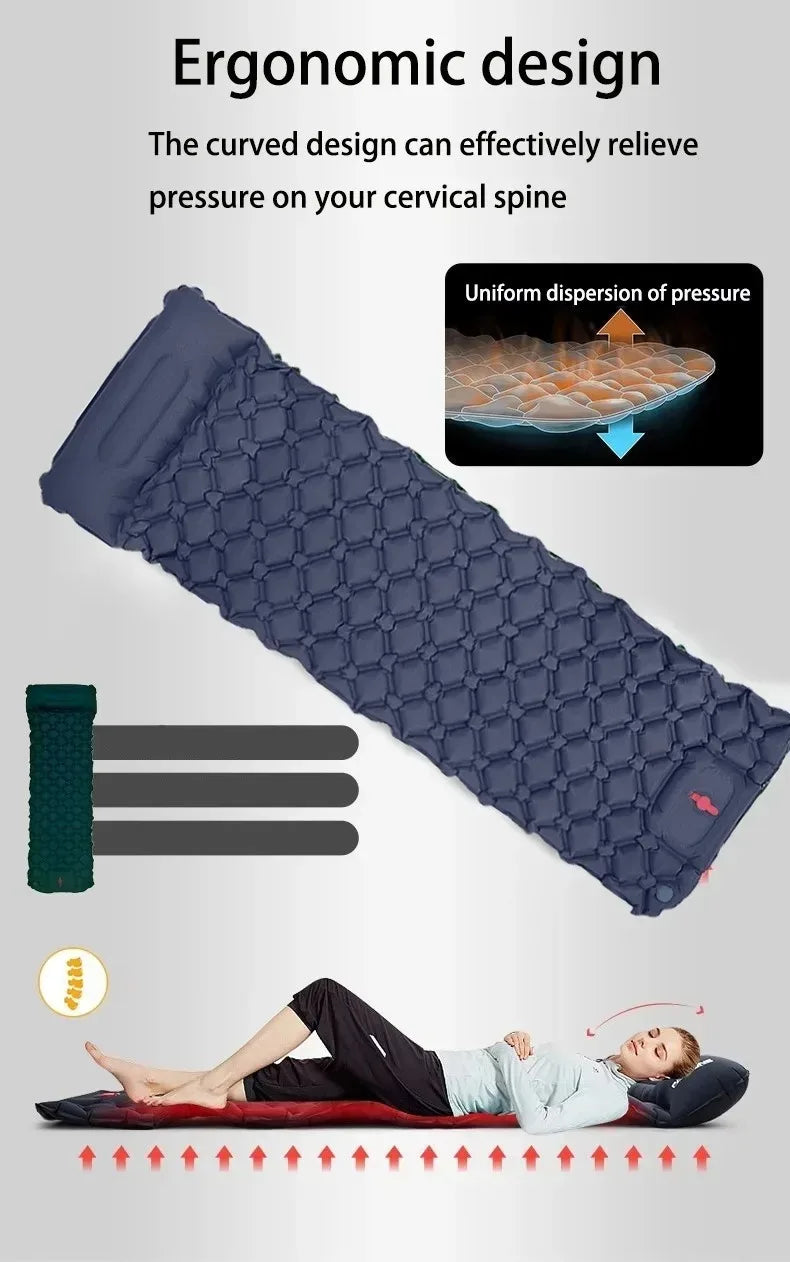 Outdoor Inflatable Camping Mats Air Cushion with Pillow Outdoor Tourist