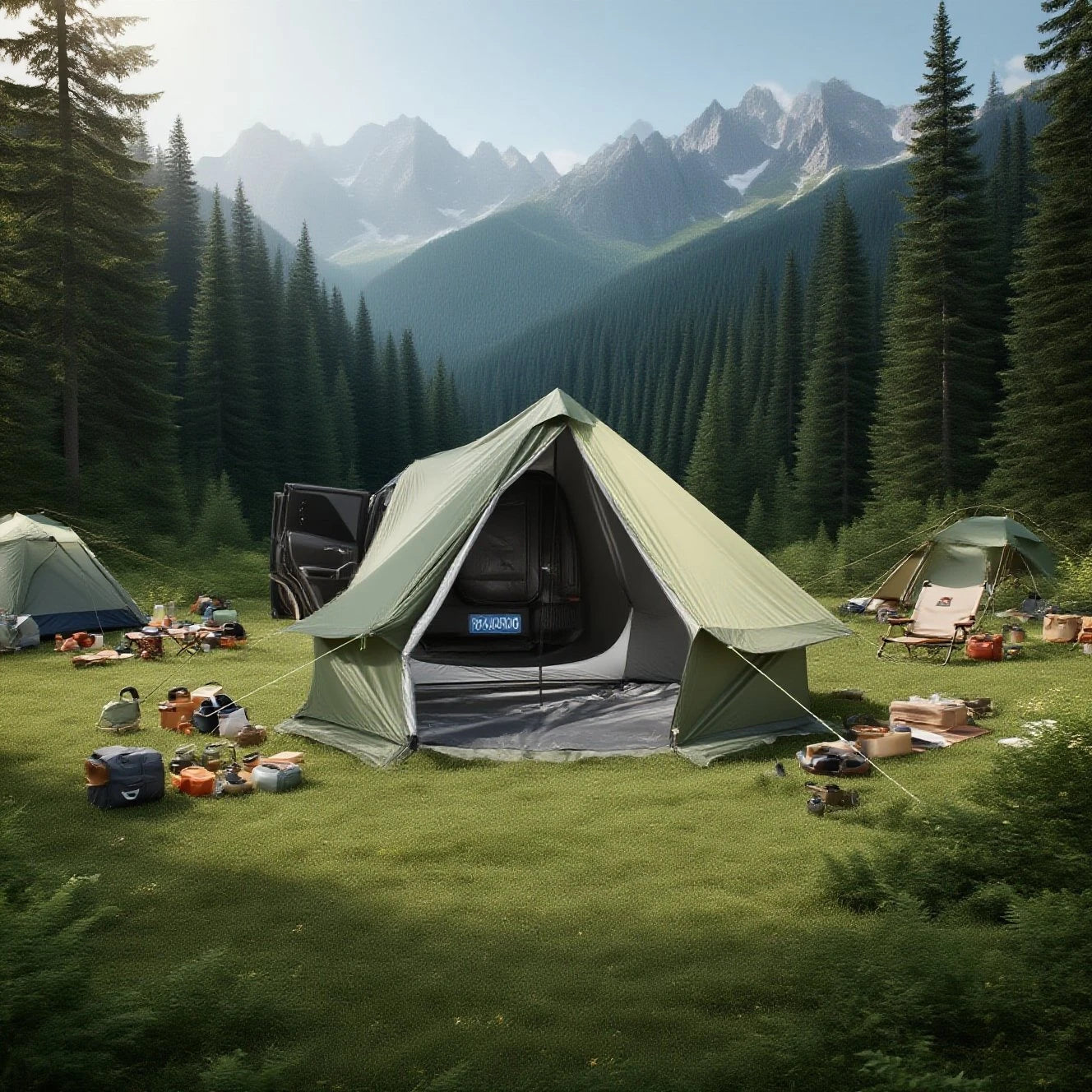 Camping Tent with Chimney & Stove Vent - 6-8 Person PU4000 Waterproof, Quic