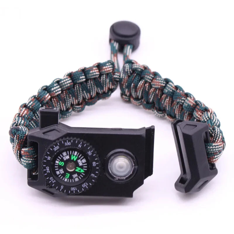Fashion Men Outdoor LED Light Survival Umbrella Rope SOS Bracelet Emergency