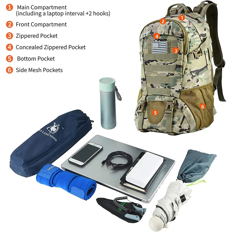 Men Tactical Backpacks Outdoor 35L Large Capacity Man Camping Backpack