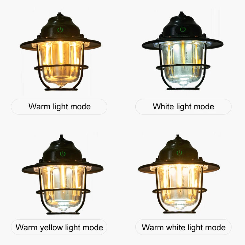 Portable Camping Lanterns Retro Hanging Tent Lamp Waterproof Dimmable Camping