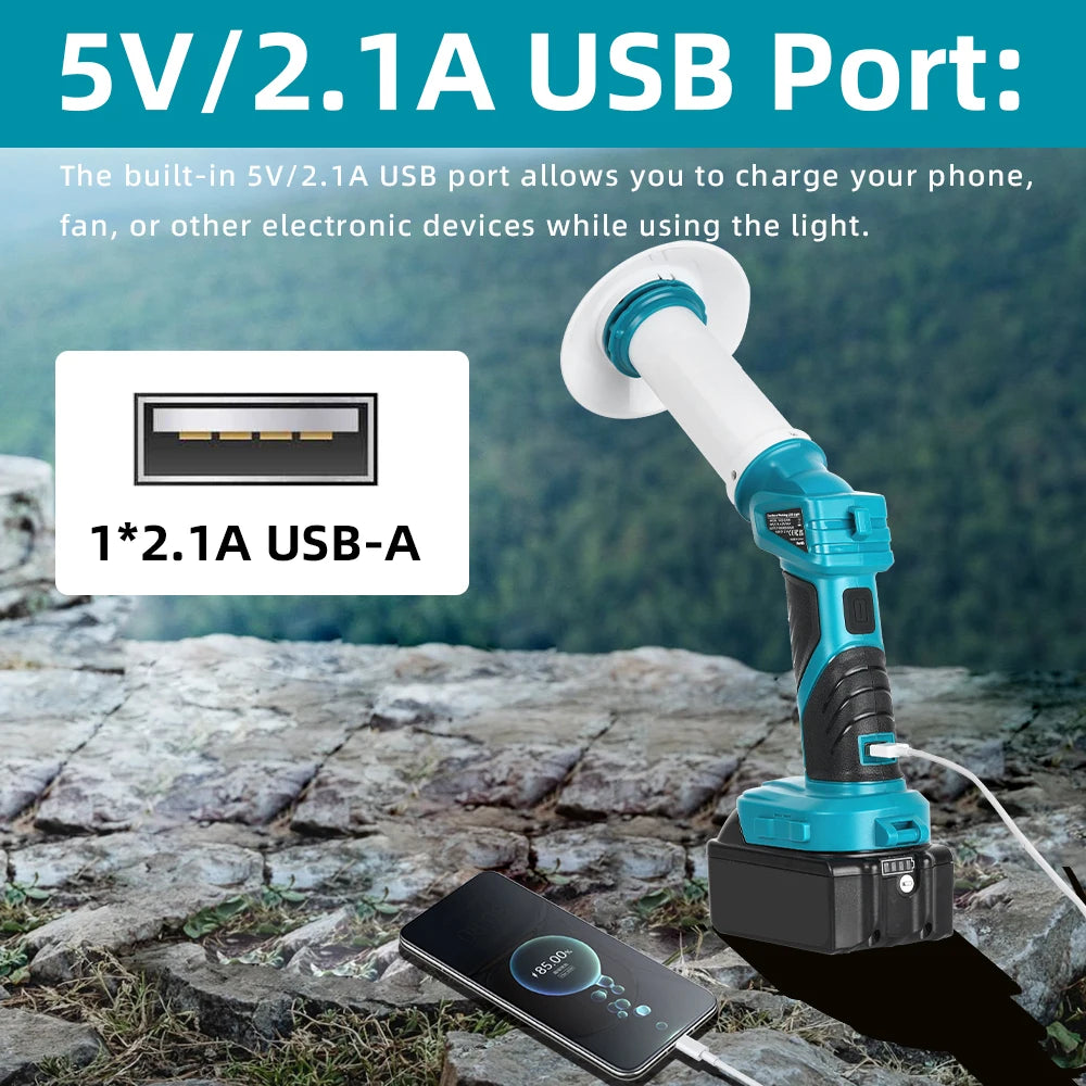 Portable Flashlight for Makita V20 Battery 800LM LED Work Light Cordless Floodlight