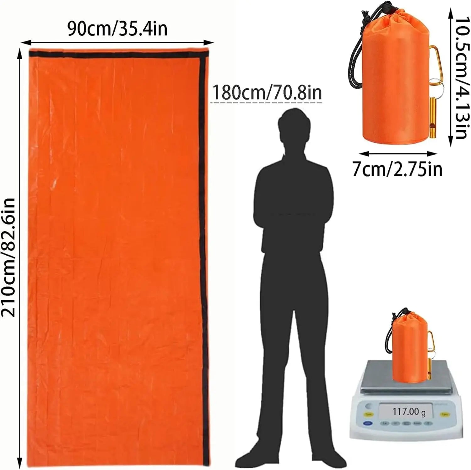 Emergency sleeping bag, polyester film Bivy Sack survival bag, suitable camping