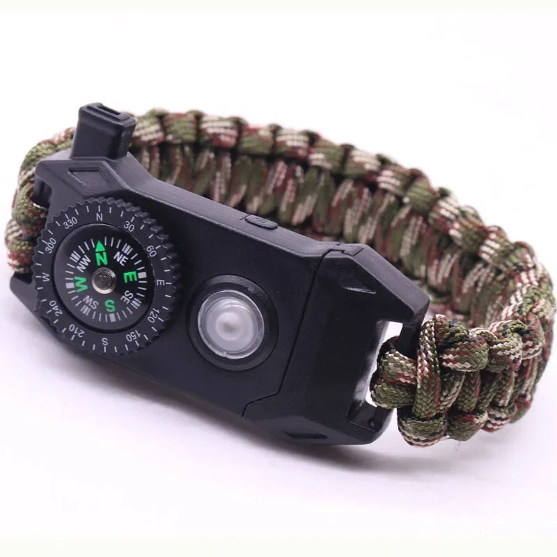 Fashion Men Outdoor LED Light Survival Umbrella Rope SOS Bracelet Emergency