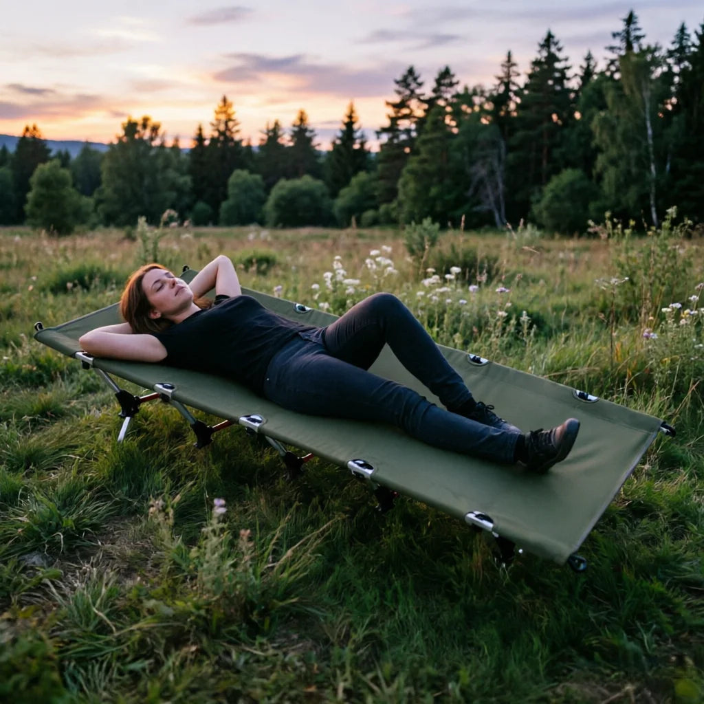 Folding Camping Cot Portable Compact For Outdoor Travel Base Camp Hiking