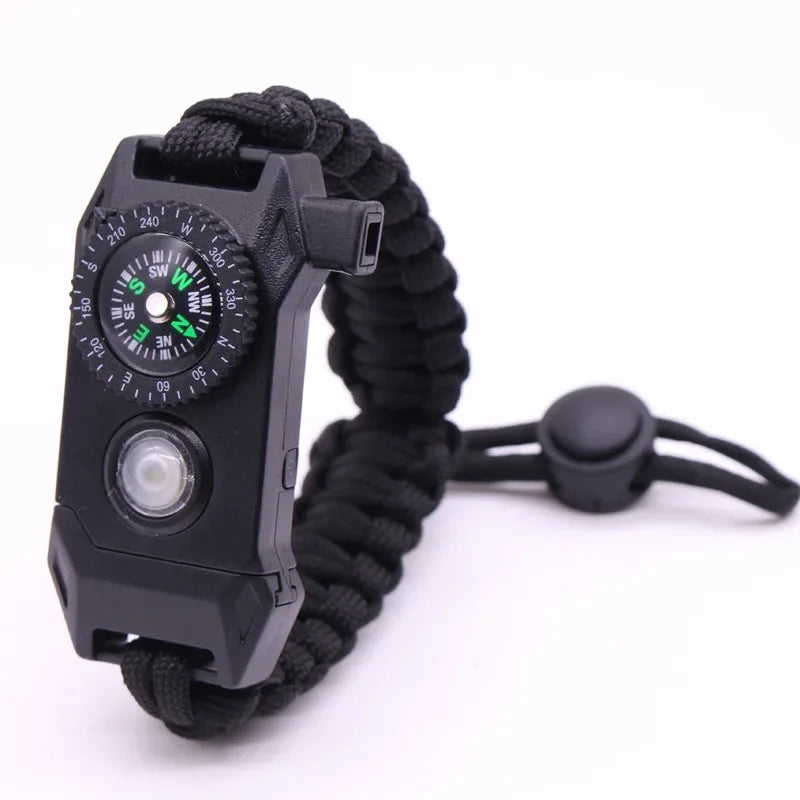 Fashion Men Outdoor LED Light Survival Umbrella Rope SOS Bracelet Emergency