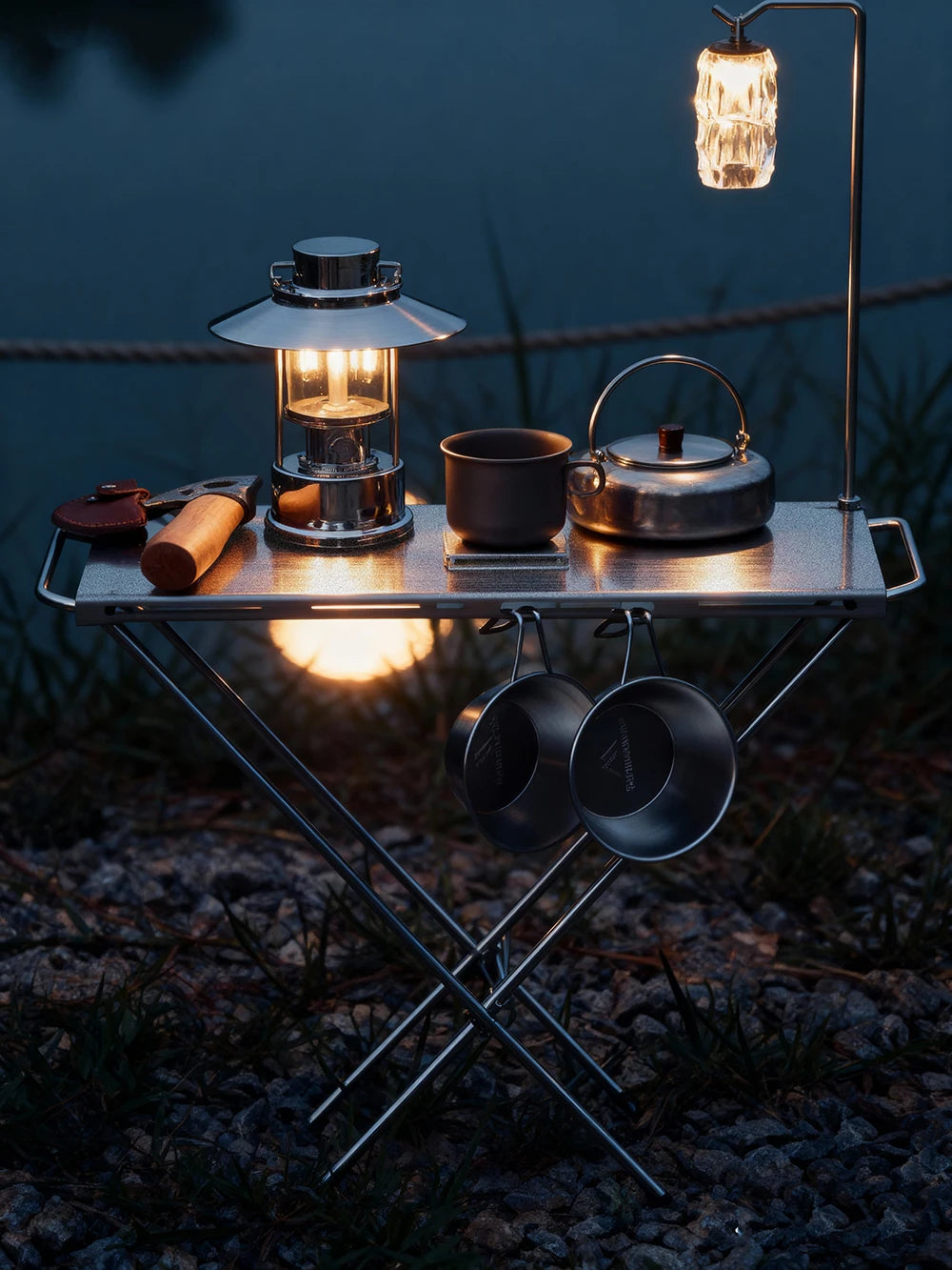 Portable Folding Camping Table Stainless Steel Outdoor Picnic Desk Carry