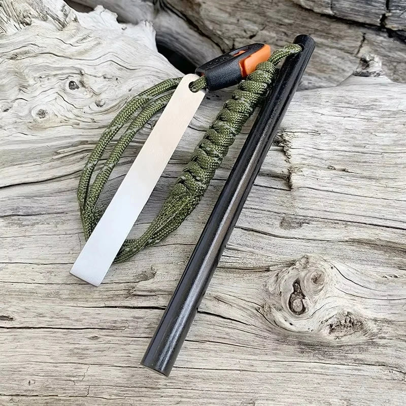 Outdoor Flint Magnesium Rod with White Steel Scraper Whistle Camping Tool
