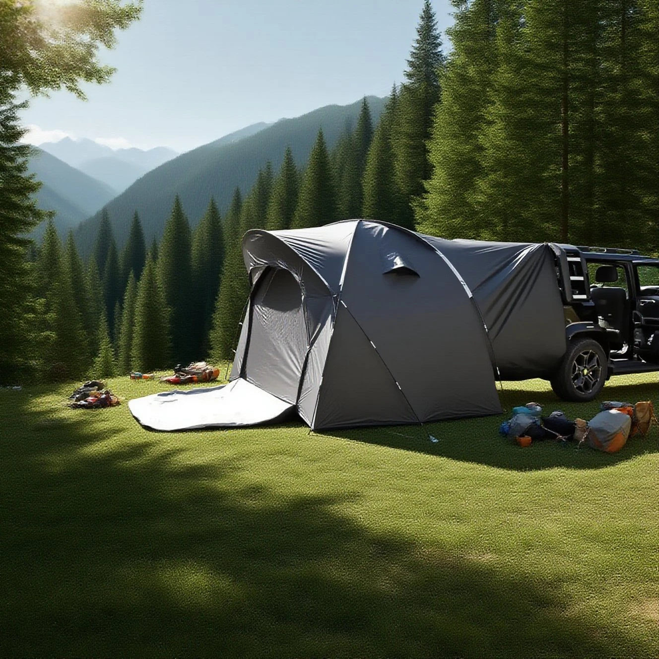 3-4 Person SUV Camping Tent PU4000 Waterproof with Mesh Bug Door