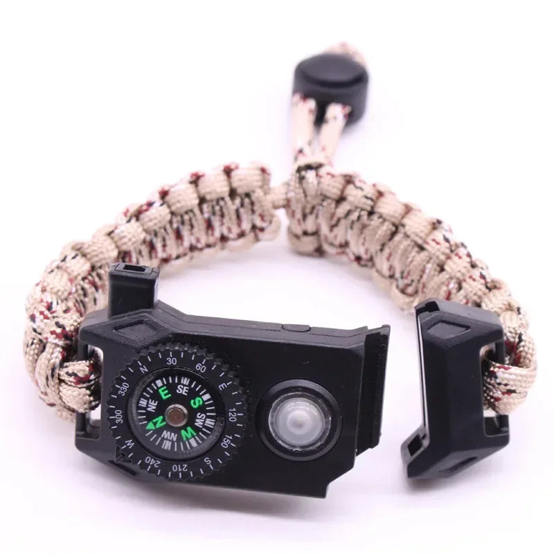 Fashion Men Outdoor LED Light Survival Umbrella Rope SOS Bracelet Emergency