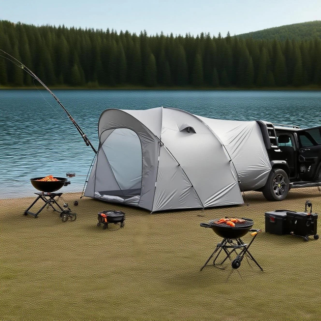 3-4 Person SUV Camping Tent PU4000 Waterproof with Mesh Bug Door
