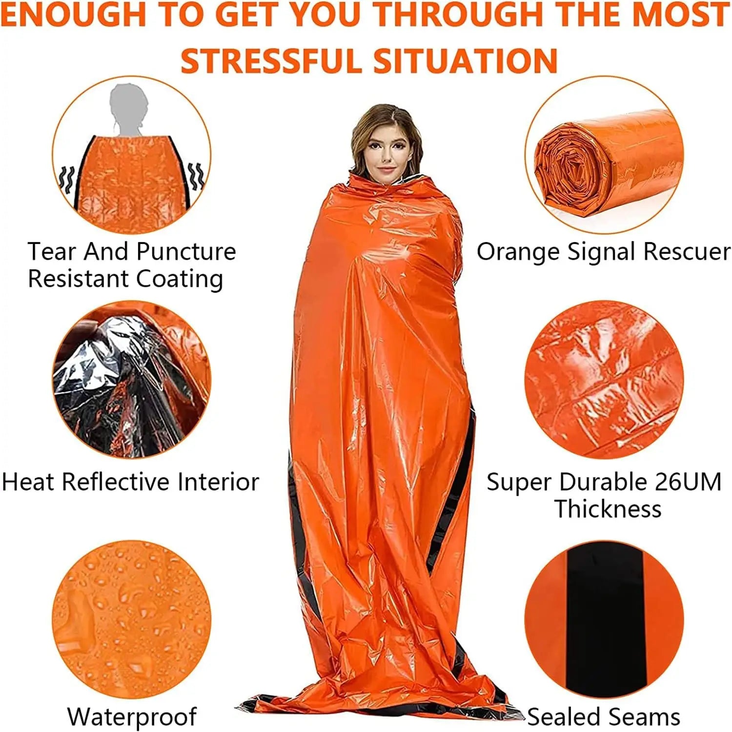 Emergency sleeping bag, polyester film Bivy Sack survival bag, suitable camping