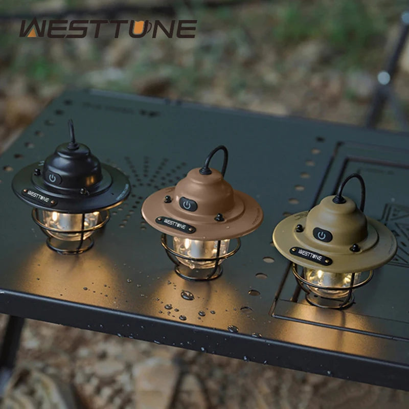 Portable Camping Lanterns Retro Hanging Tent Lamp Waterproof Dimmable Camping