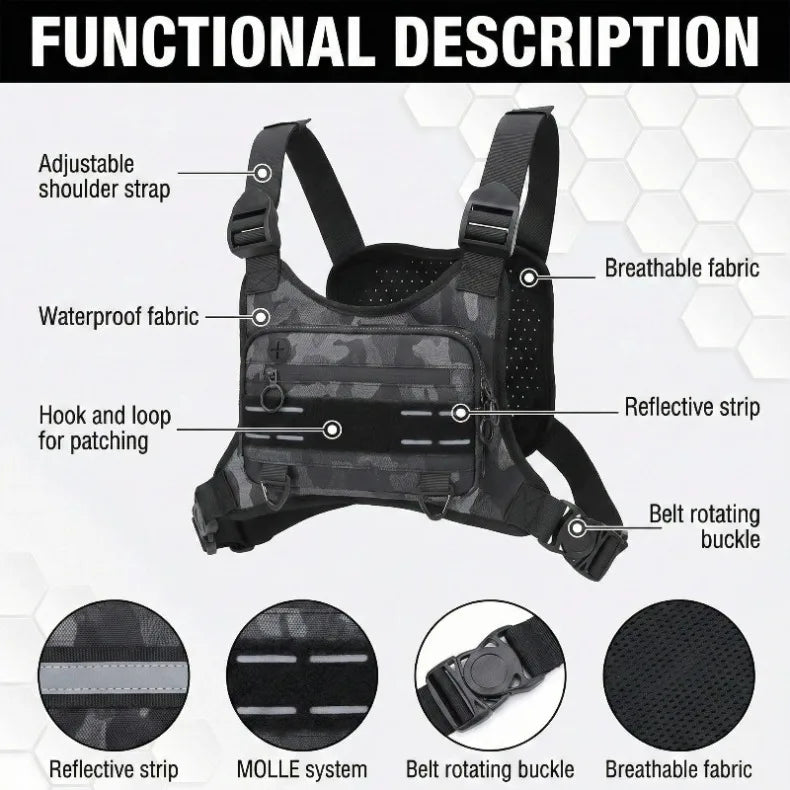 Sports Chest Bag Lightweight Waterproof Tactical Molle Hiking Camping Vest Bag