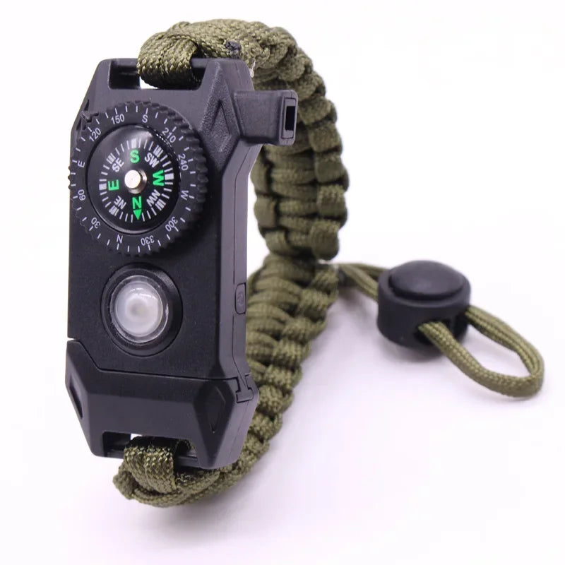 Fashion Men Outdoor LED Light Survival Umbrella Rope SOS Bracelet Emergency