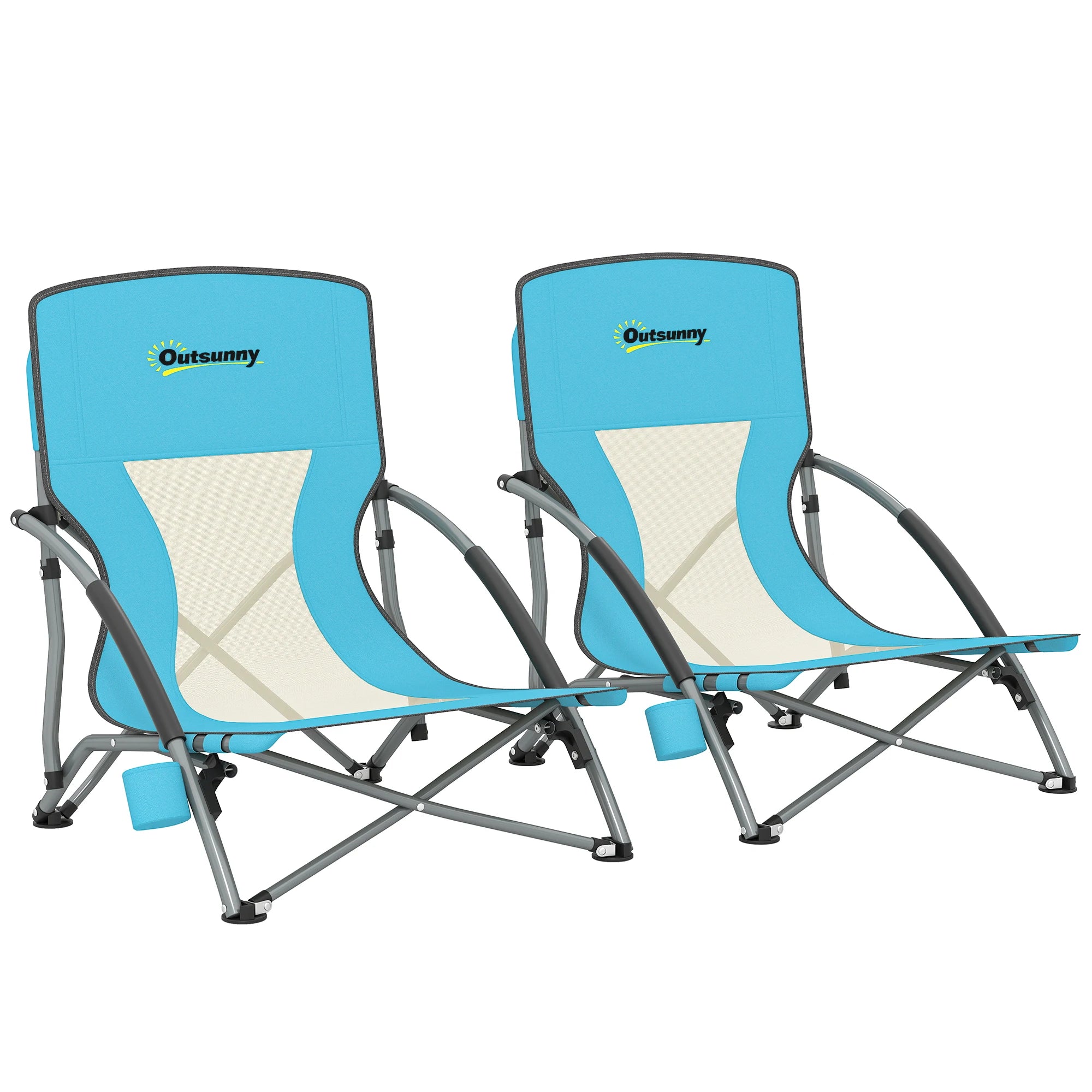 Beach Chairs Foldable Lightweight Folding Camping Chairs Carry Bag Cup