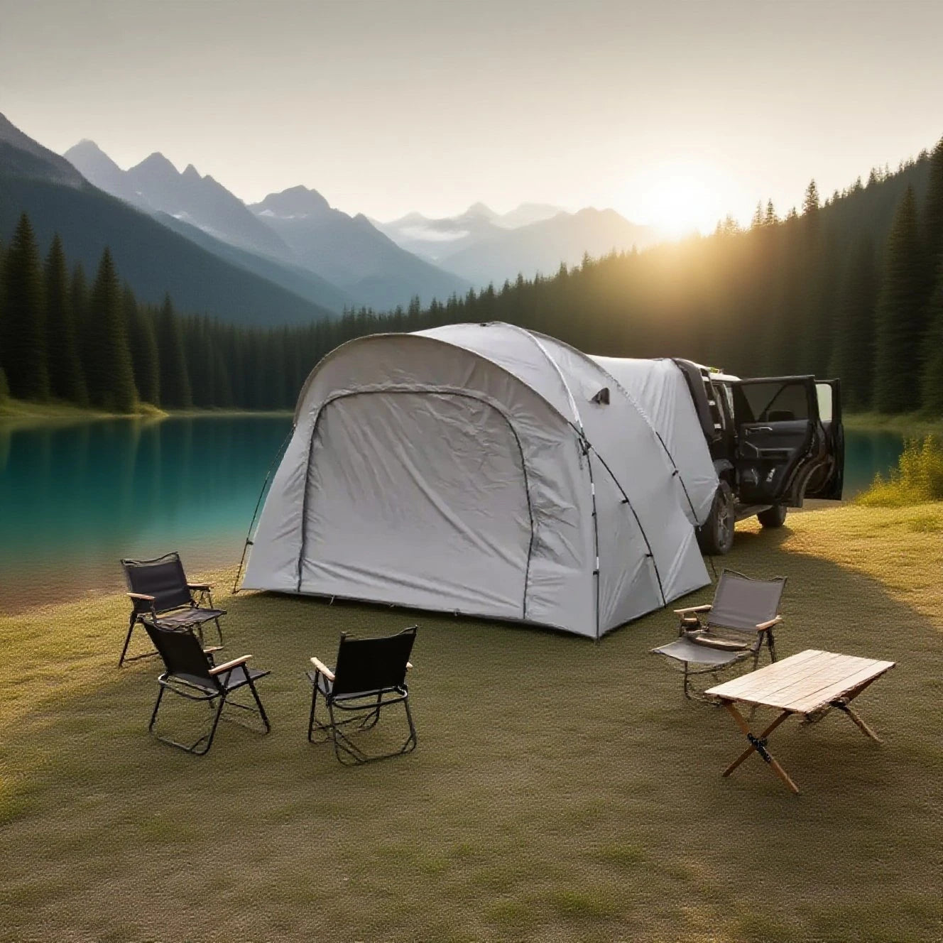 3-4 Person SUV Camping Tent PU4000 Waterproof with Mesh Bug Door
