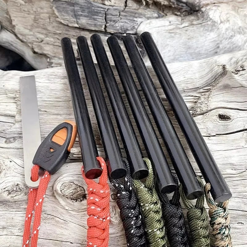 Outdoor Flint Magnesium Rod with White Steel Scraper Whistle Camping Tool