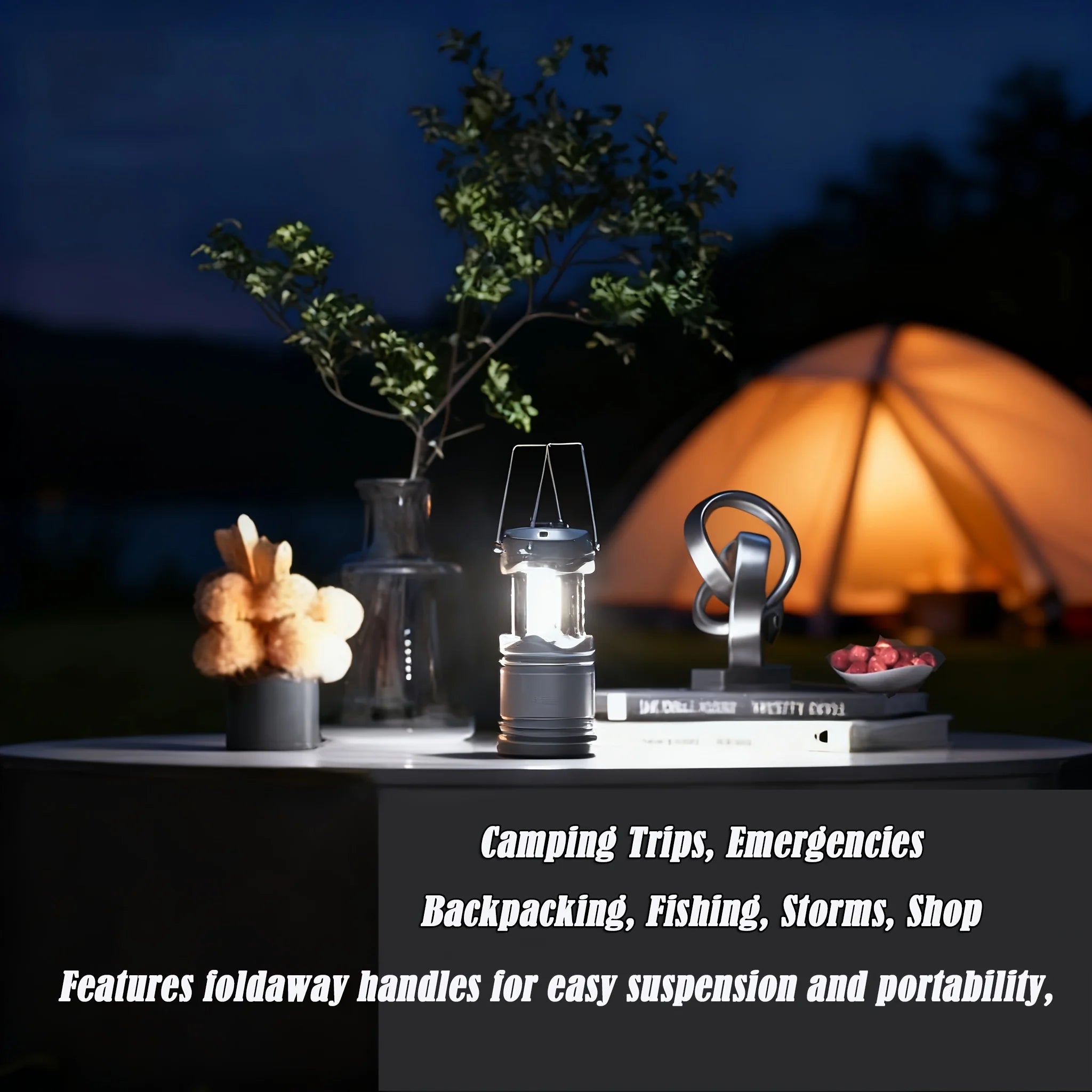Portable Camping Lantern Battery Powered LED Tent Light for Outdoor