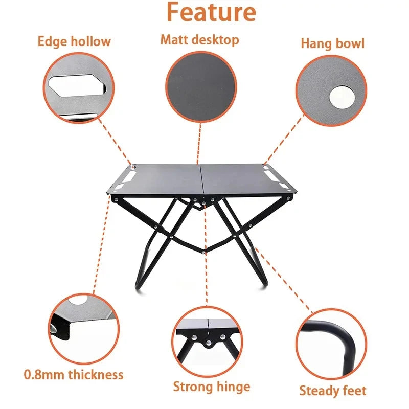 Lightweight Foldable Beach Camping Picnic Table Hollow Hanging Slots