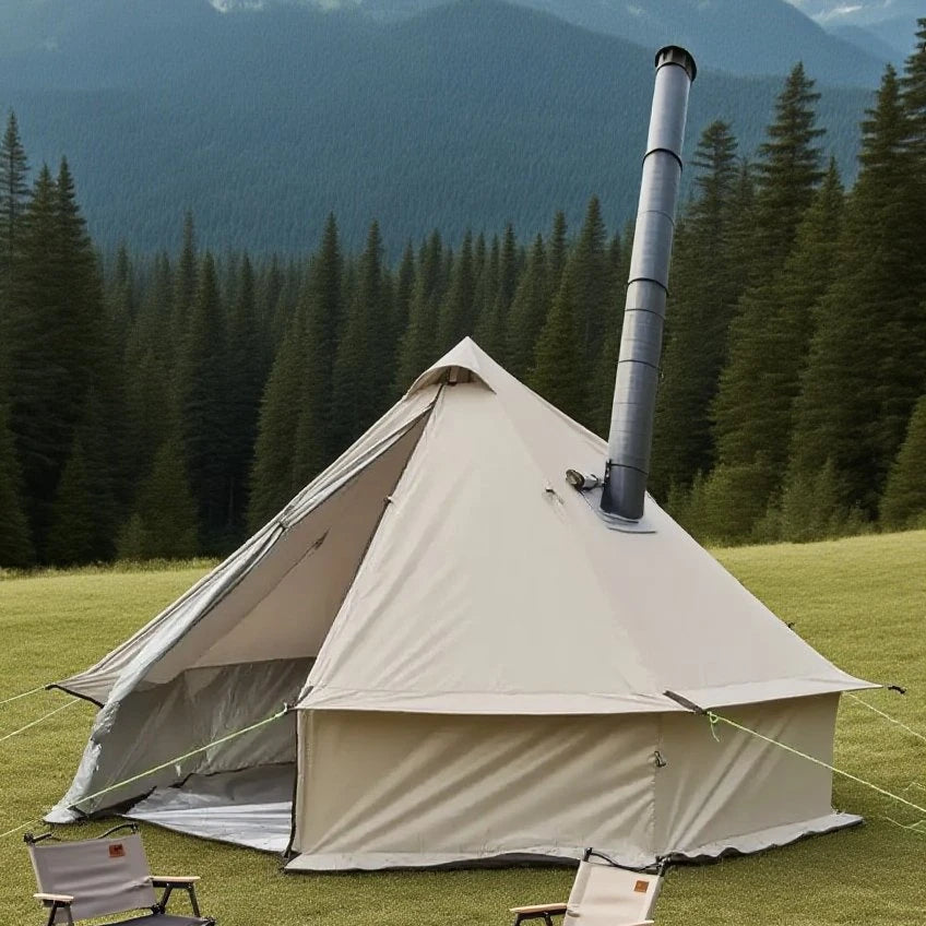 Camping Tent with Chimney & Stove Vent - 6-8 Person PU4000 Waterproof, Quic
